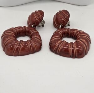 Vintage Brown Clip-On Earrings